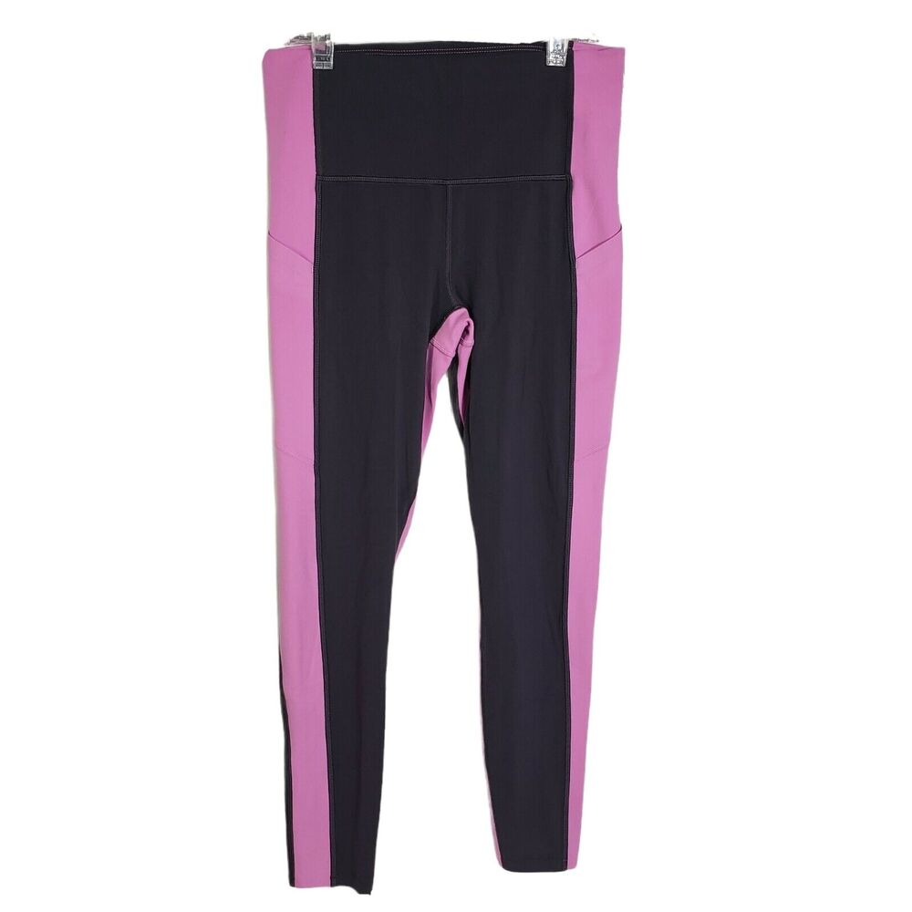 Athleta Womens Leggings Small Yin 7/8 Tight Colorblock Pockets Pink Black Ankle